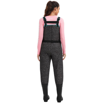 BASSDASH womens neoprene chest waders leopard boot foot focus shows insulated warmth for cold mornings