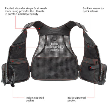Bassdash Youths Kids Fly Fishing Vest padded air mesh back and straps keep you cool.
