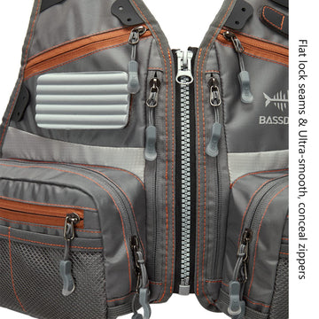 Bassdash Youths Kids Fly Fishing Vest hydration-ready rear pocket keeps water accessible.