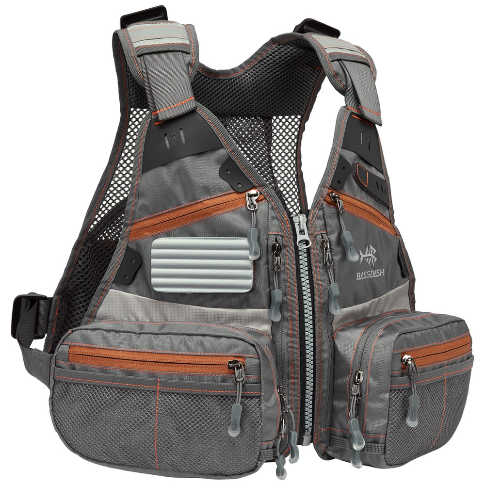 Bassdash Youths Kids Fly Fishing Vest with adjustable shoulder straps for a growing angler’s comfort.