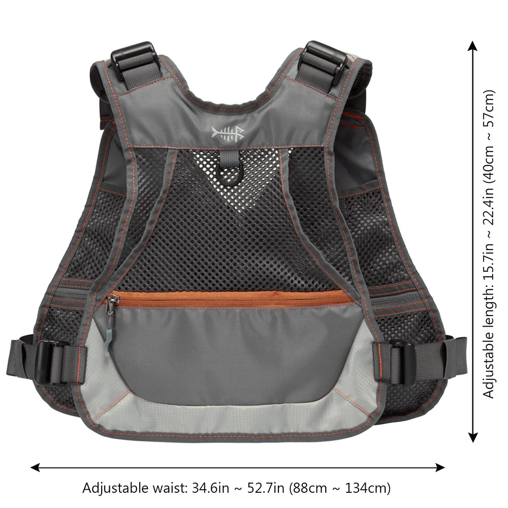 Bassdash Youths Kids Fly Fishing Vest four front mesh pockets hold tippet spools and leaders.