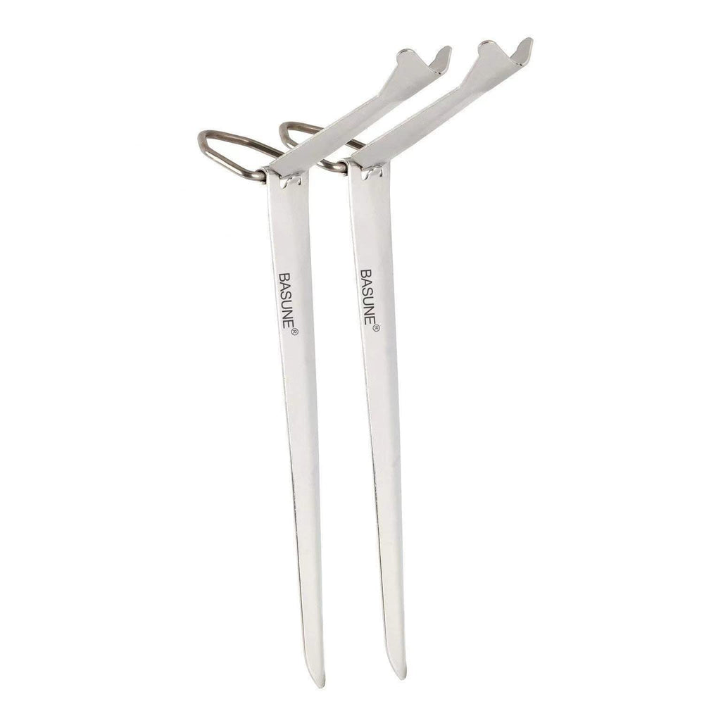 BASUNE stainless steel fishing rod holder folded for compact storage
