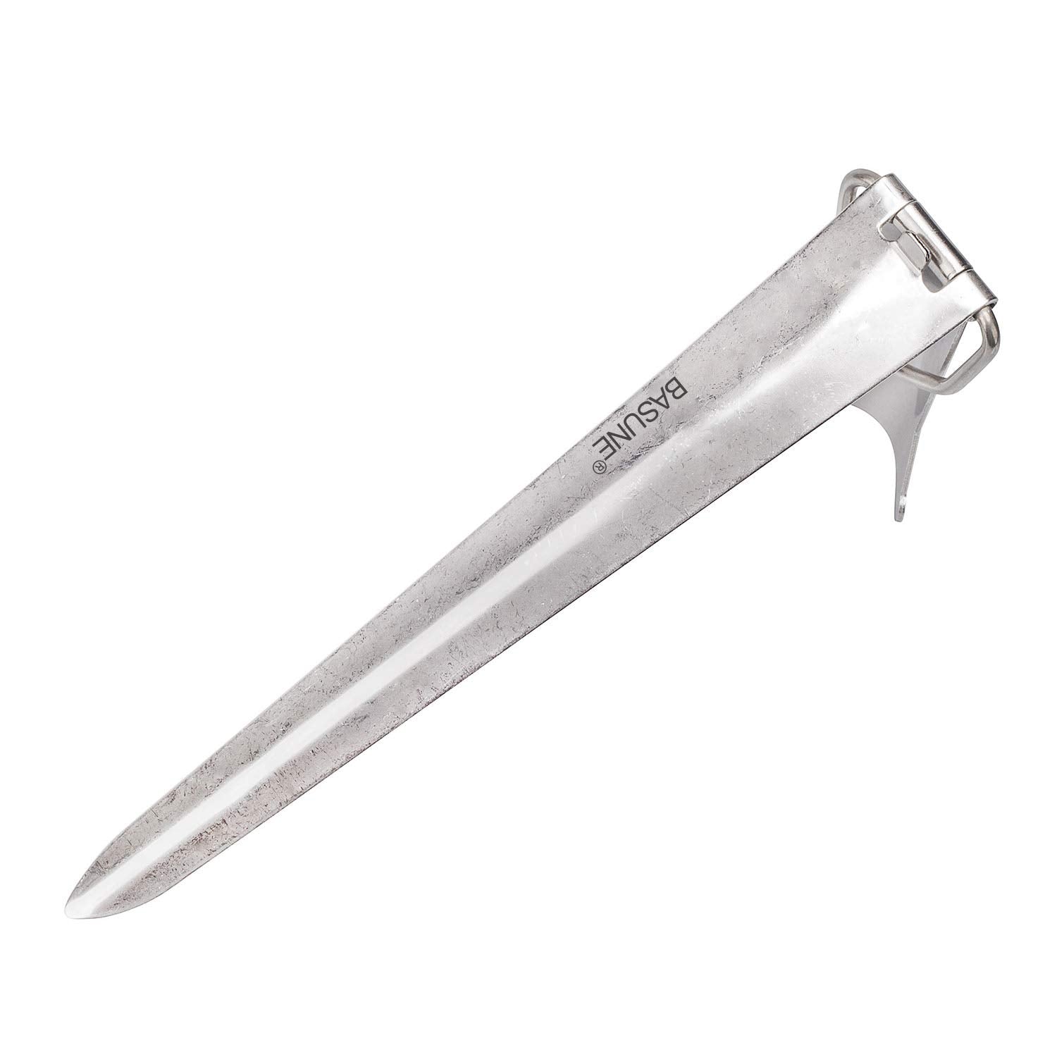 Close-up of BASUNE stainless steel rod holder spike