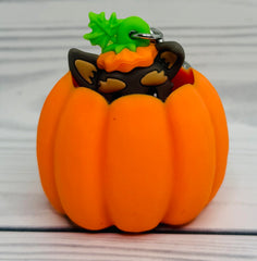 Bath & Body Works Pop-up Pup Pumpkin PocketBac Holder attached to a bag for quick sanitizer access.