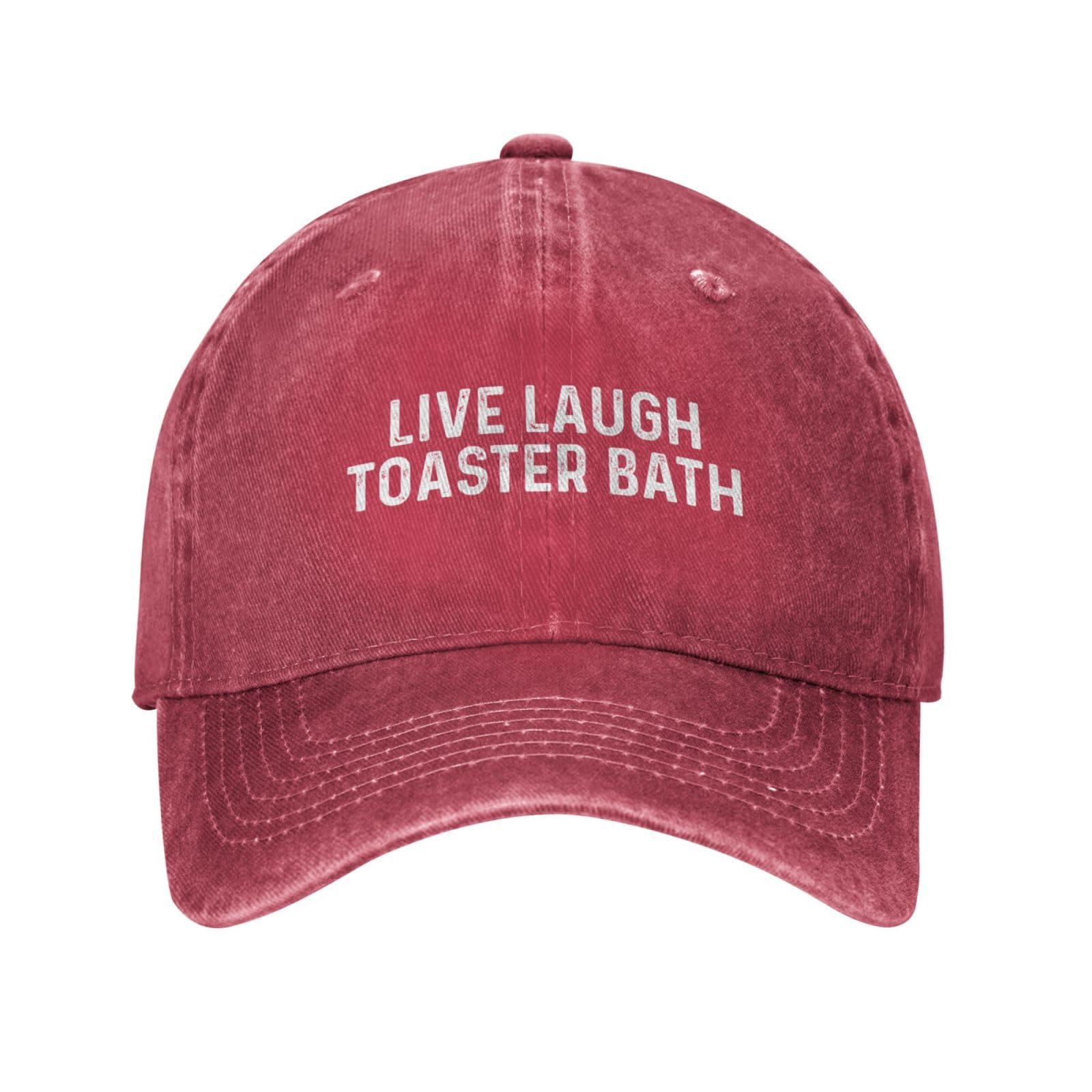Bath Bees Live Laugh Toaster Bath Hat front view; adjustable strapback for daily wear