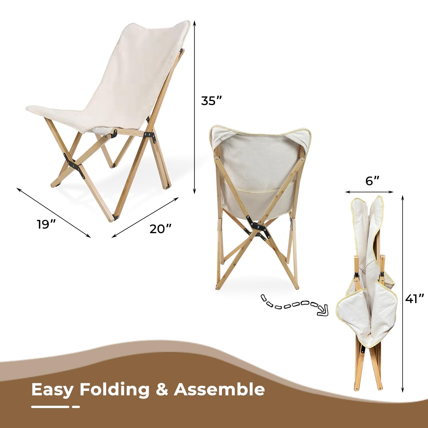 Bathonly butterfly chair back pocket keeps small items within easy reach.