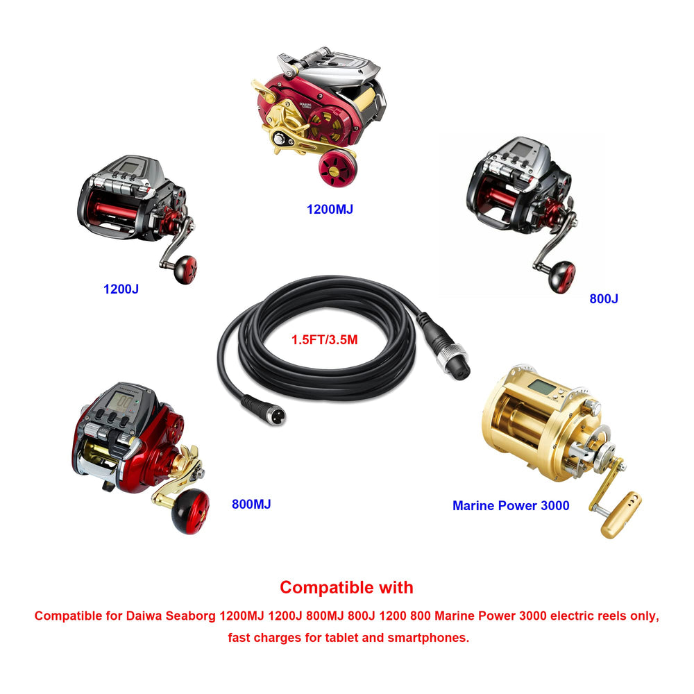 BatPower ProB cable for Daiwa Seaborg 1200J — flexible length ideal for on-deck setups