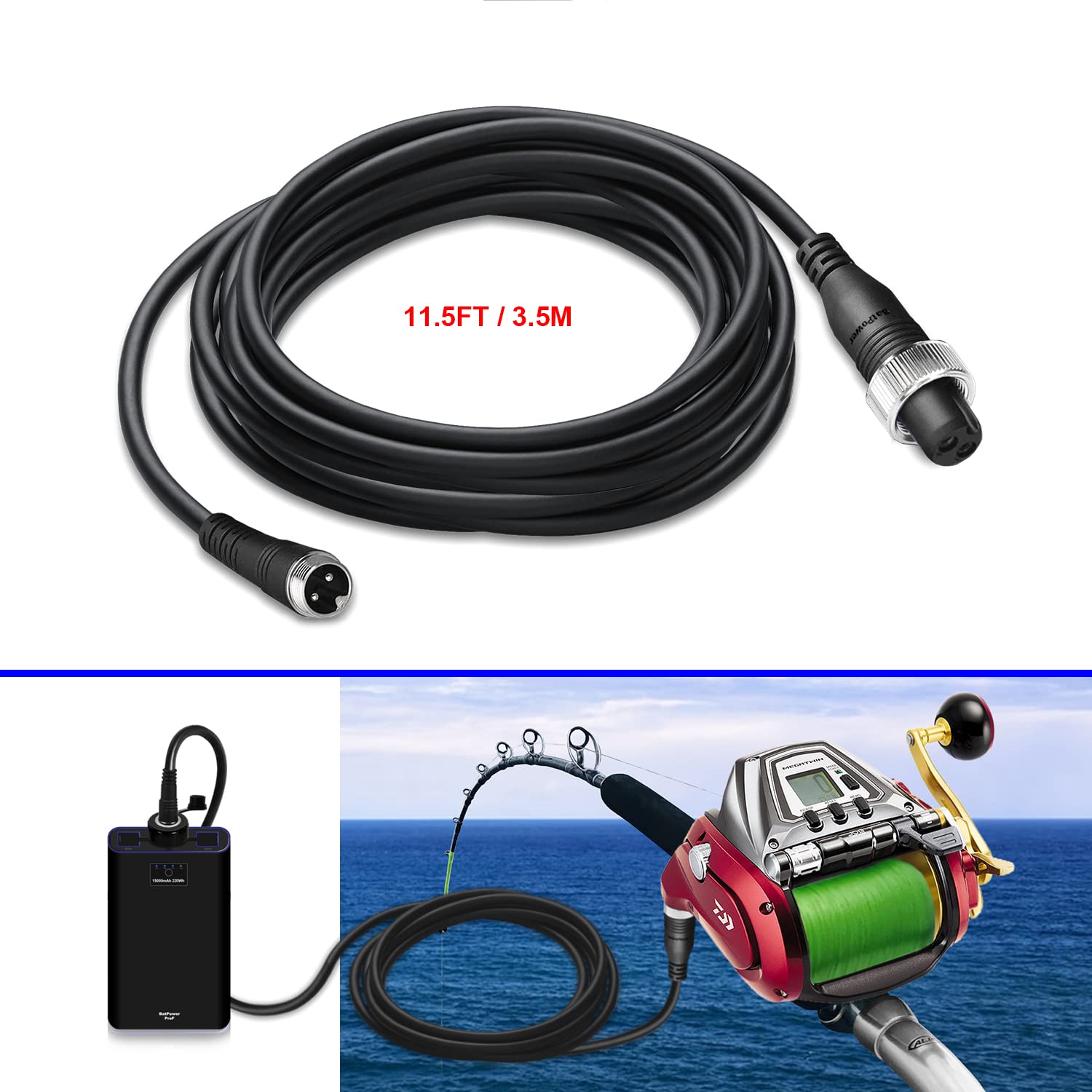 BatPower ProB cable for Daiwa Seaborg 800J — durable, reliable power link