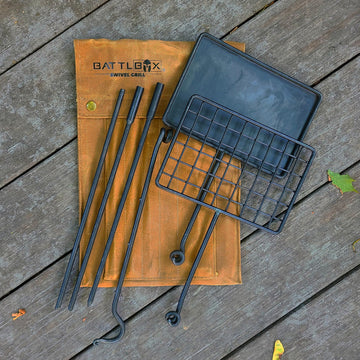 BATTLBOX Bushcraft Grill Set compact pack for backpacking and hiking trips.