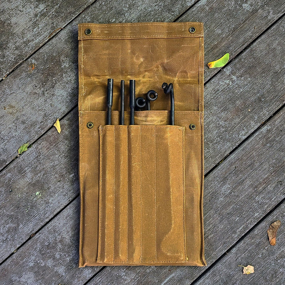 BATTLBOX Bushcraft Grill Set pot hook arm ready to hang pots over fire for easy simmering.