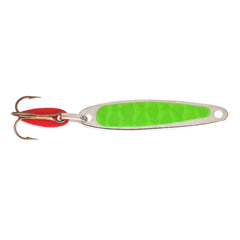 Bay De Noc 2CH 1-Inch Swedish Pimple Jig chartreuse improves ice fishing visibility.