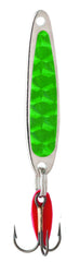 Bay De Noc 4ZG Swedish Pimple Jig in Prism Green for ice fishing success.
