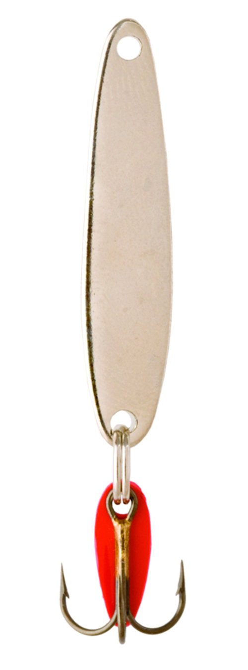 Bay De Noc Swedish Pimple Jig in nickel for ice fishing with durable performance