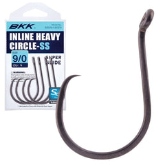 BBK Inline Heavy Circle SS 9/0 four-pack packaging shot highlights versatility for freshwater and saltwater fishing.