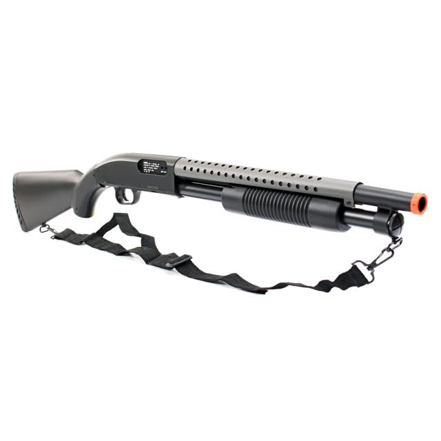 BBTac M58A pump-action shotgun with heavy barrel for CQB and backyard practice.