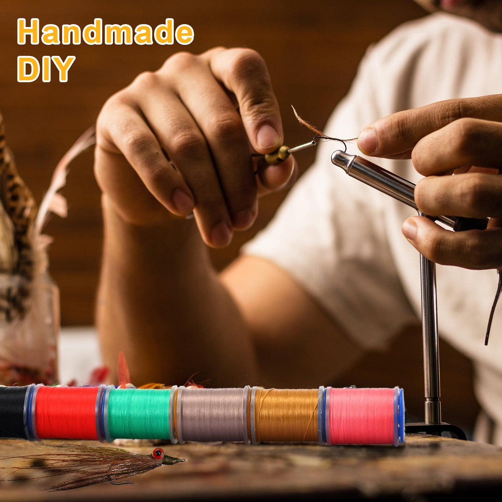 Gray, light coffee, and brown fly tying threads