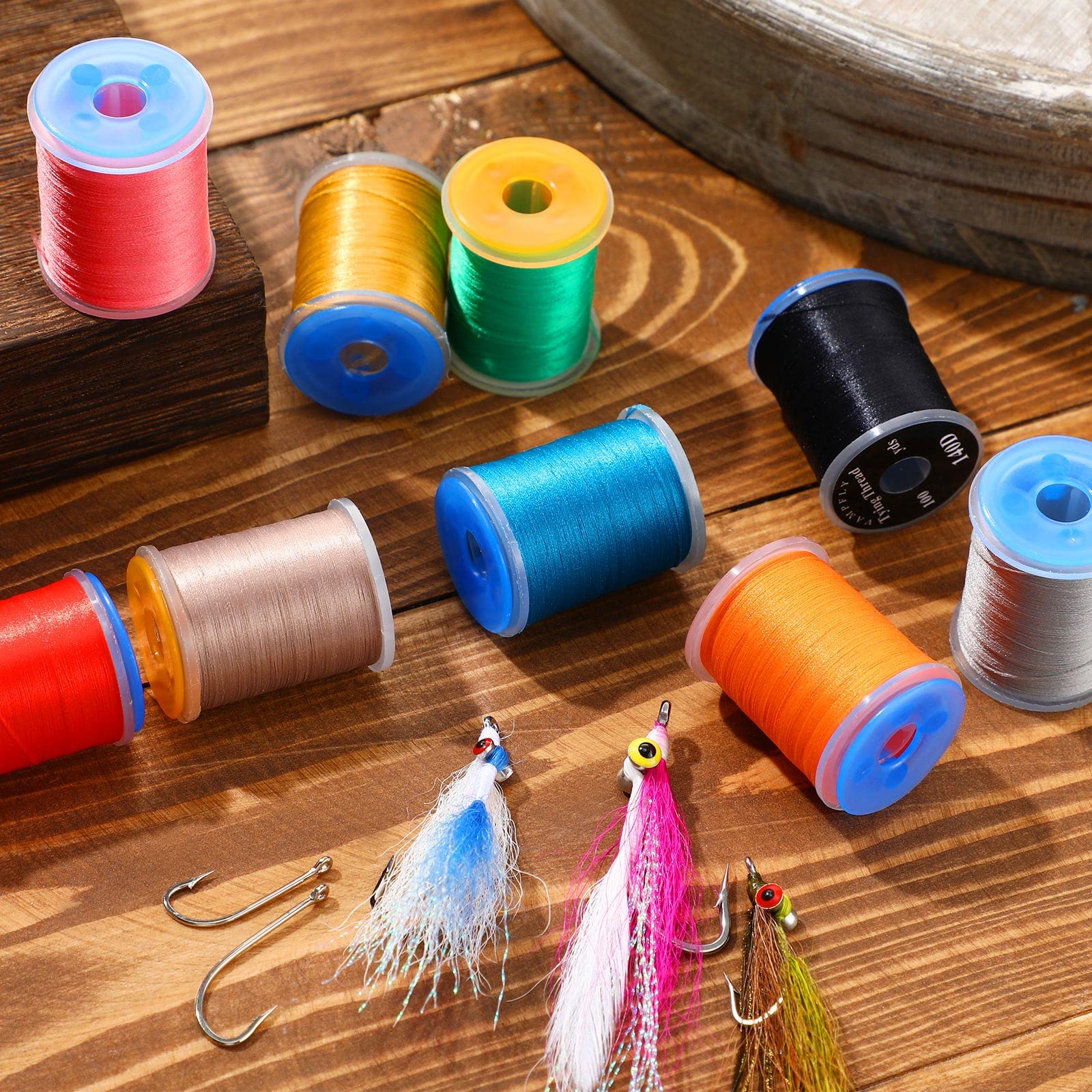 Black, dark olive and blue nylon thread for ties