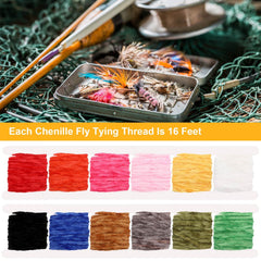 Pink, black and white chenille for fly tying kit