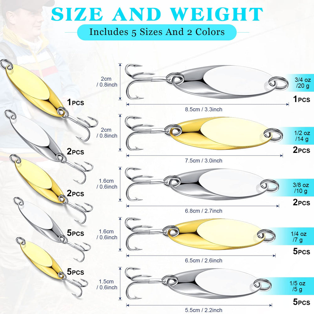 Close-up of silver spoon lure with treble hooks