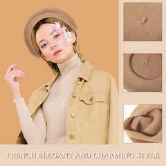 Close-up of faux-wool beret texture