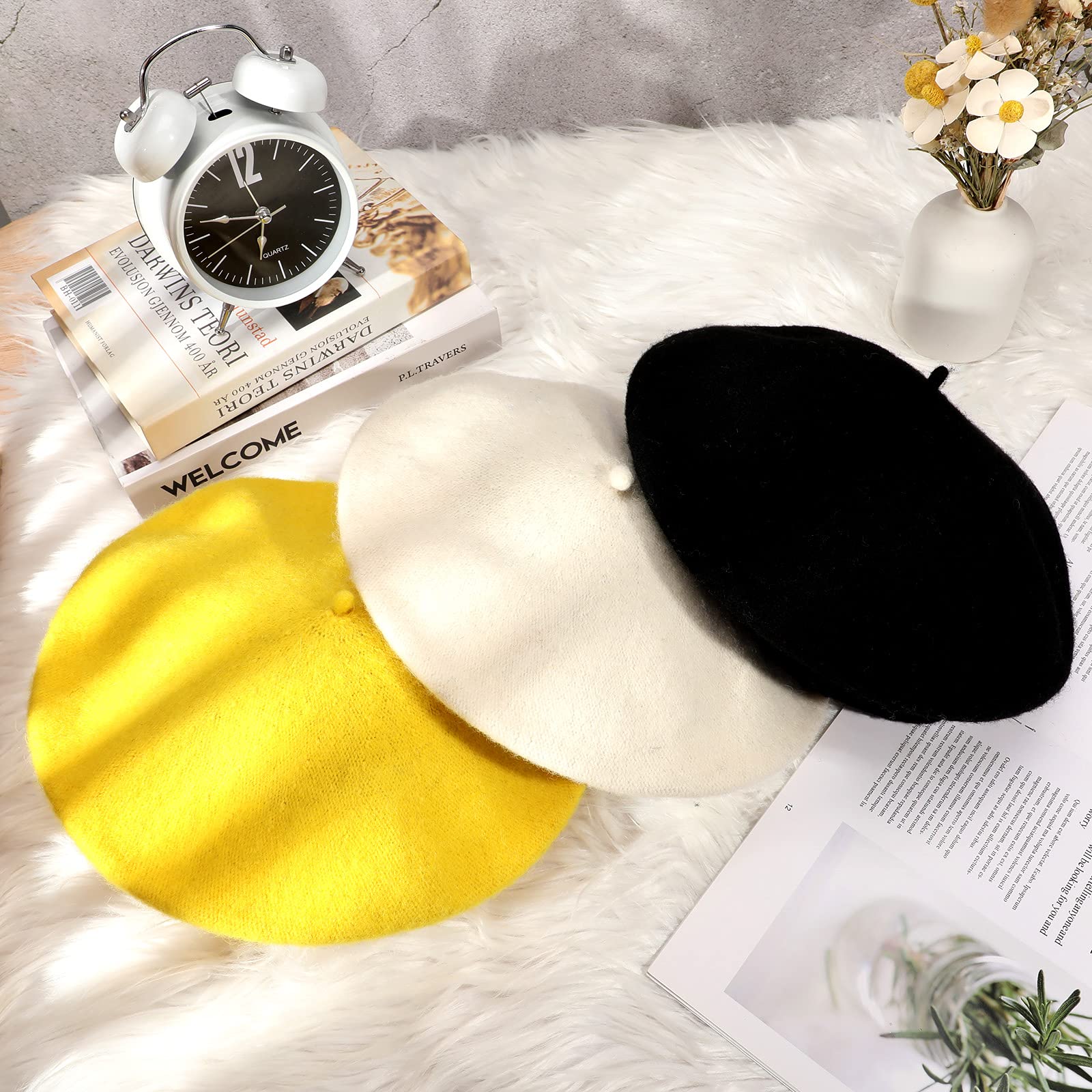 Assorted colors beret hats for women