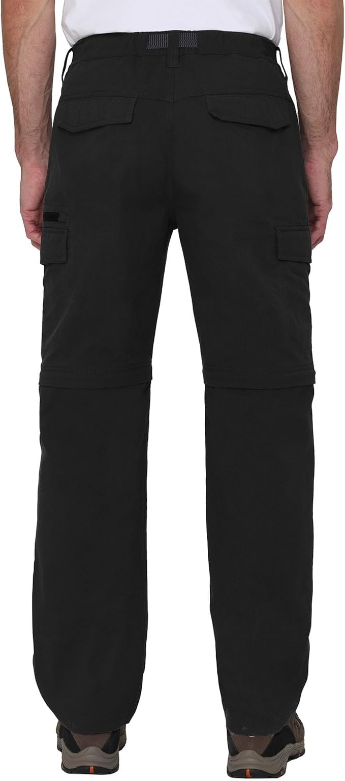 BC Clothing hiking convertible pants back view shows relaxed fit and mobility.