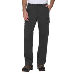 BC Clothing hiking convertible pants gray front view shows durable fabric for rugged trails