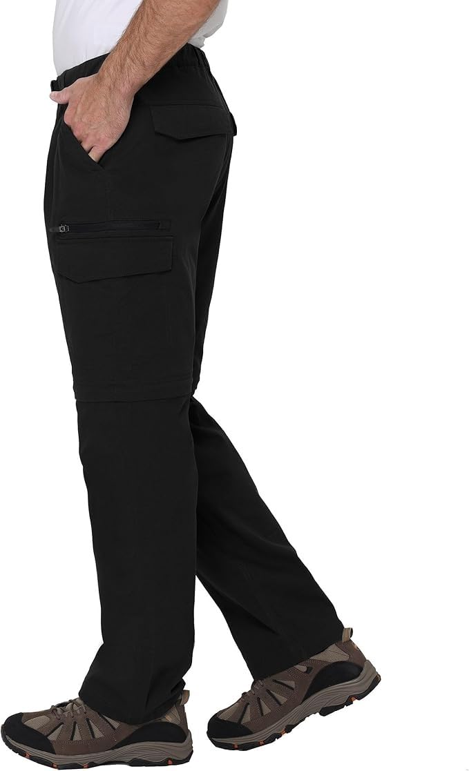 BC Clothing hiking convertible pants side pocket demonstrates secure storage during trekking.