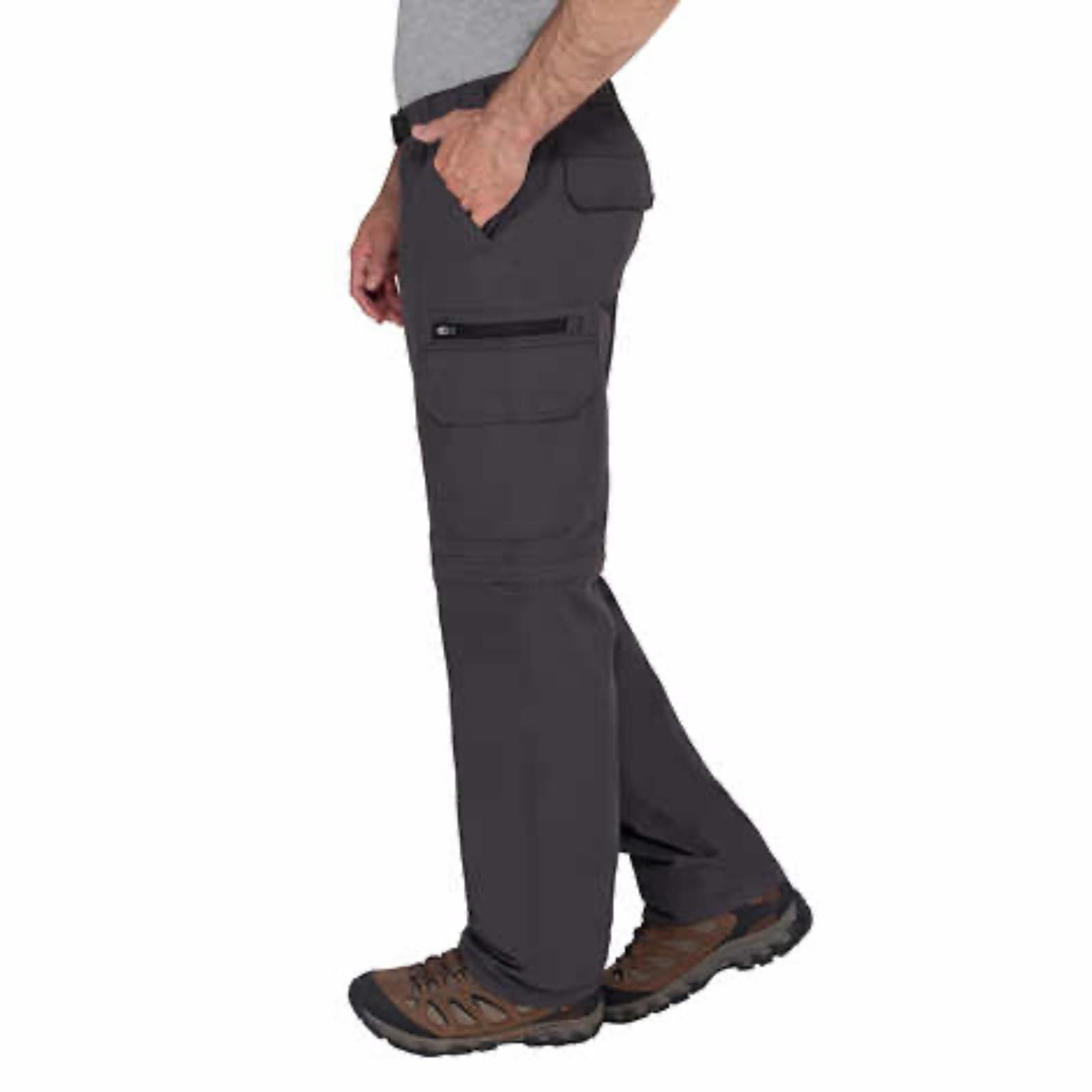 BC Clothing men's convertible pants back view with Velcro pockets for secure storage