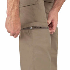 BC Clothing mens convertible stretch cargo pant sand back view showing robust waistband.