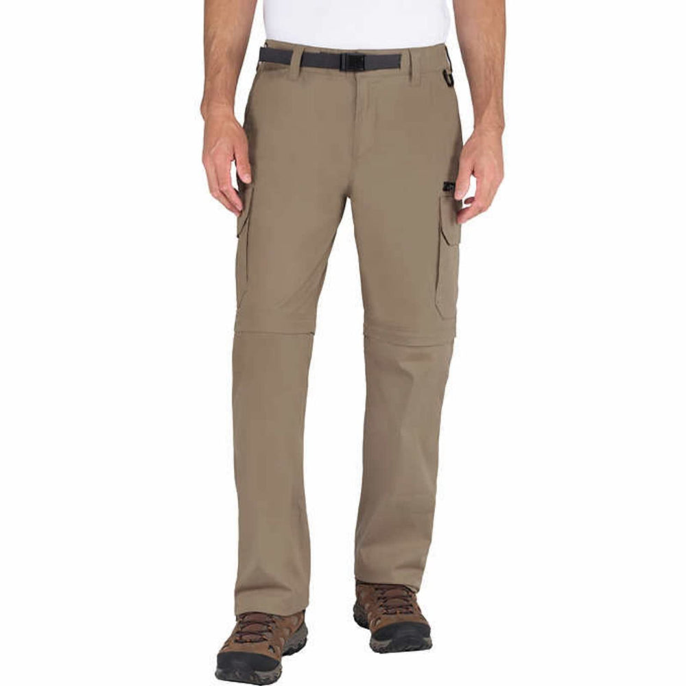 BC Clothing men’s convertible stretch pant sand front view for versatile wear