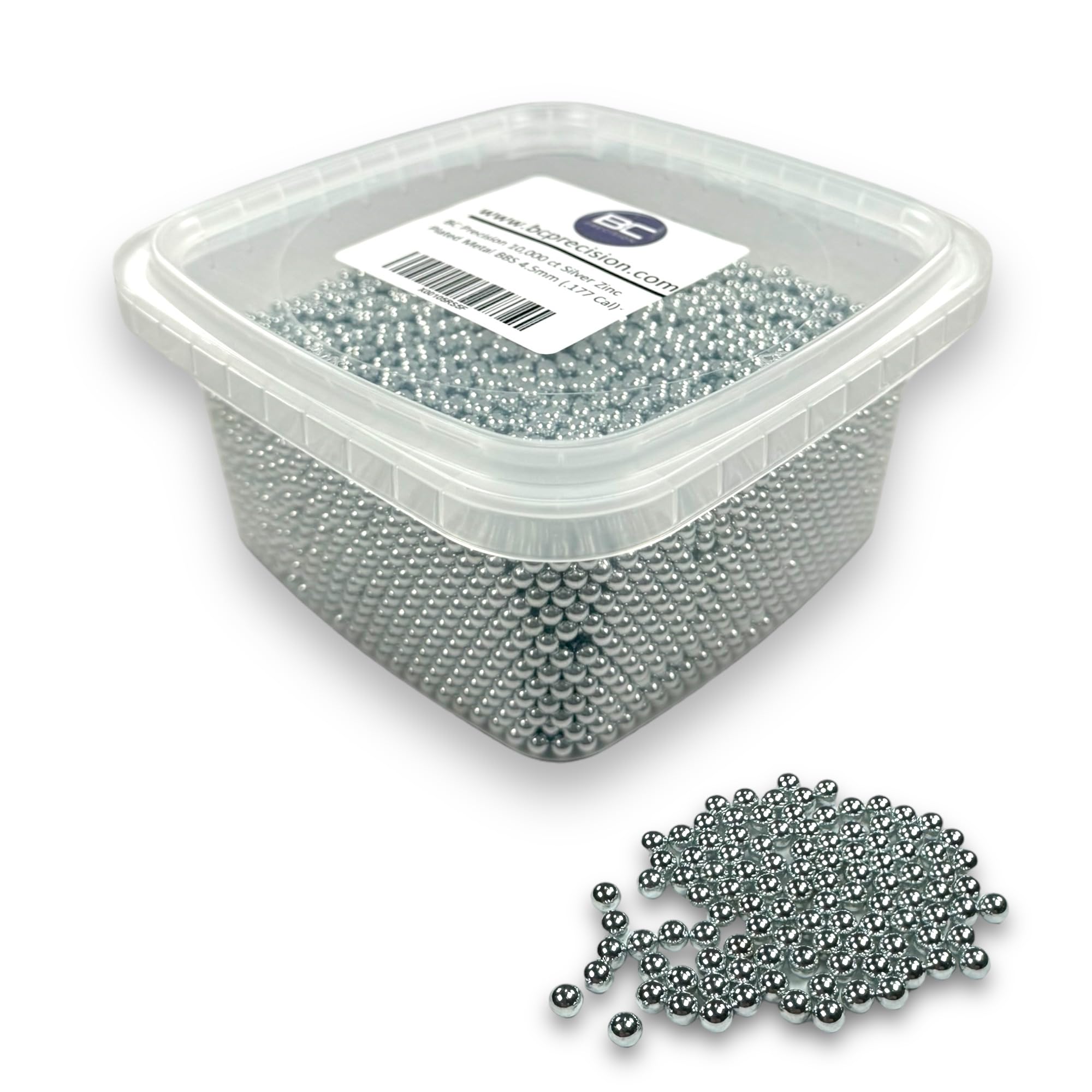 BC Precision 10,000 zinc-coated BBs in bulk bag for consistent accuracy.