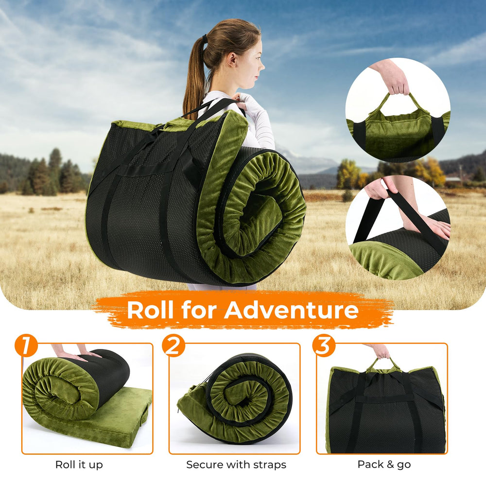 BDEUS pad folds and rolls for compact storage.