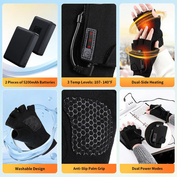 BDFDSJ heated gloves with non-slip palm grip for control