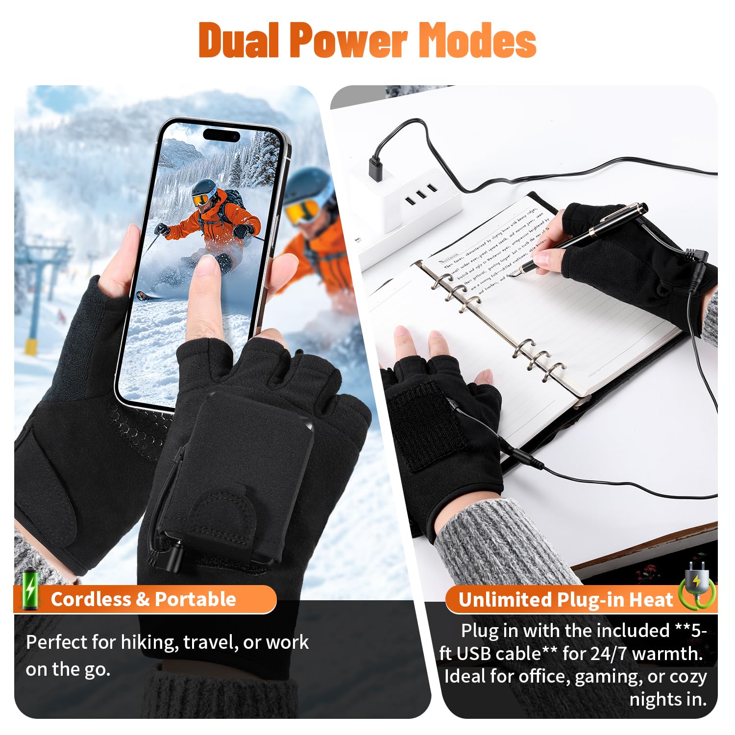 BDFDSJ heated gloves with adjustable wrist strap for secure fit