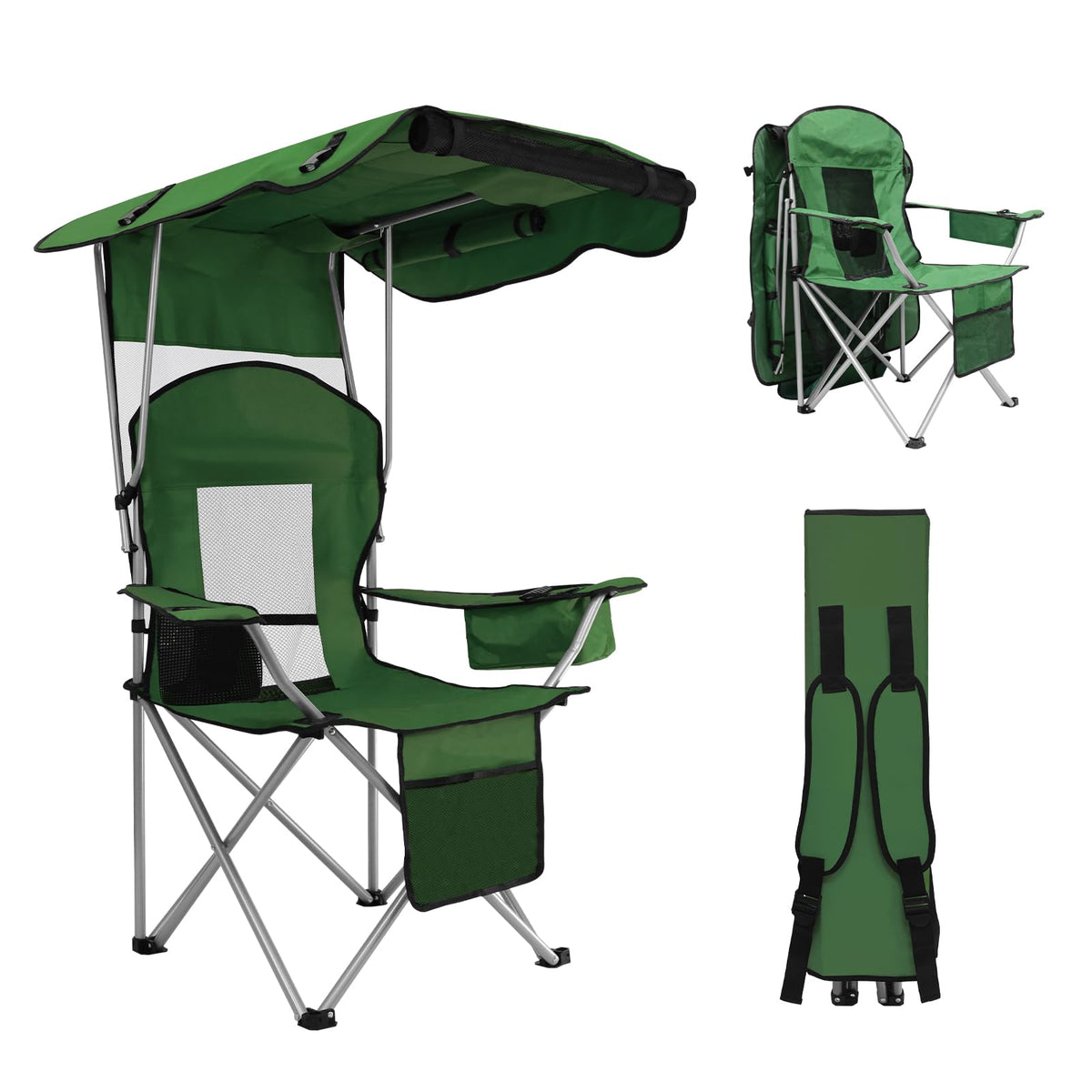 BDL camping chair with canopy extended shade for sunny days
