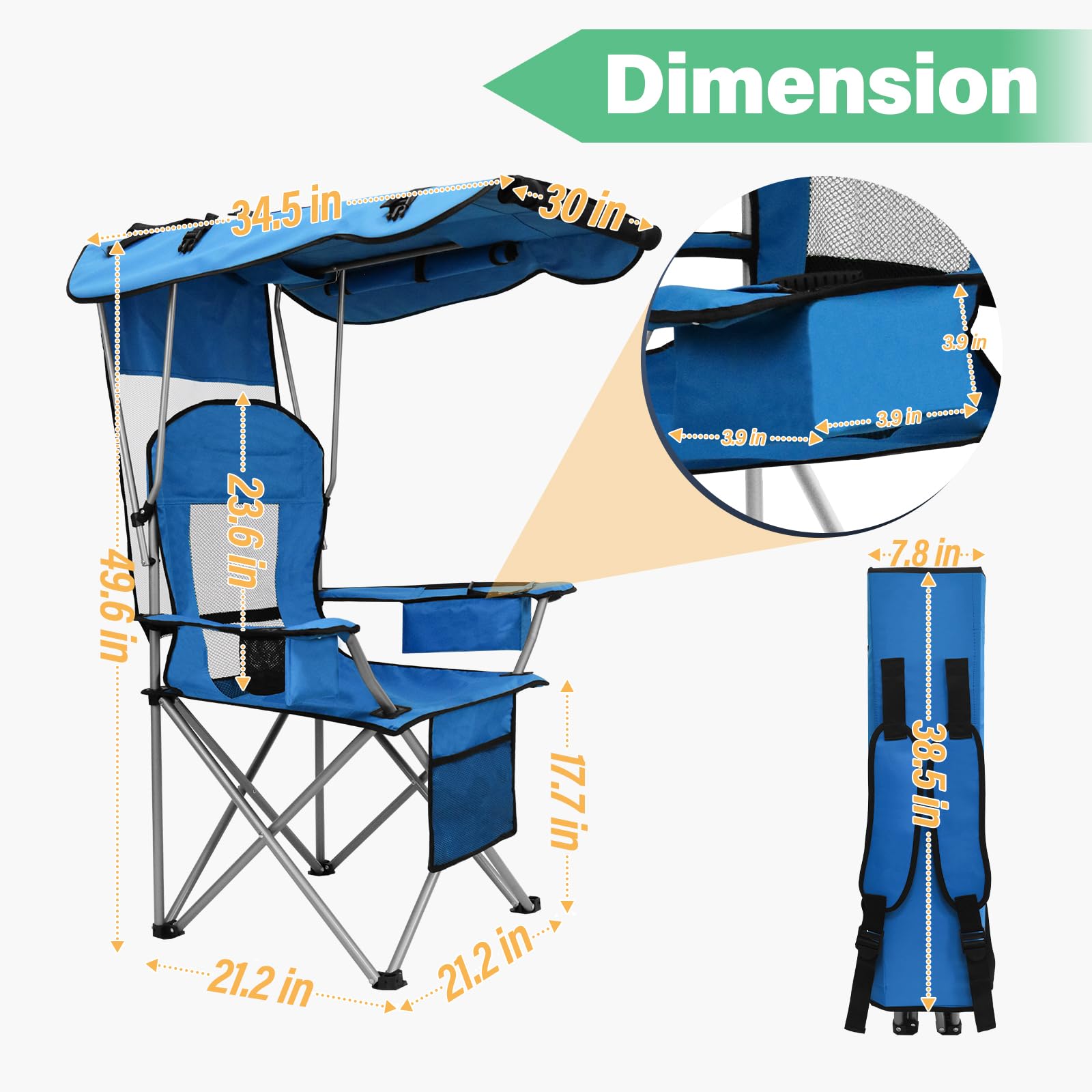 BDL camping chair with canopy shade cooler bag lets you chill beverages on-site.