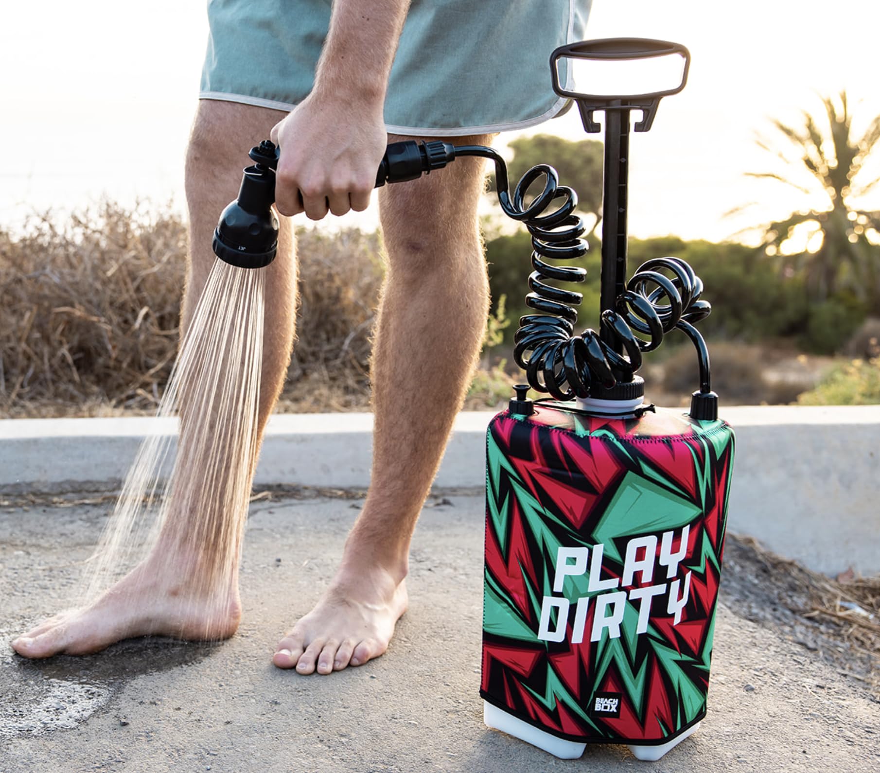 BeachBox 7 ft neoprene hose extends reach and keeps water warm
