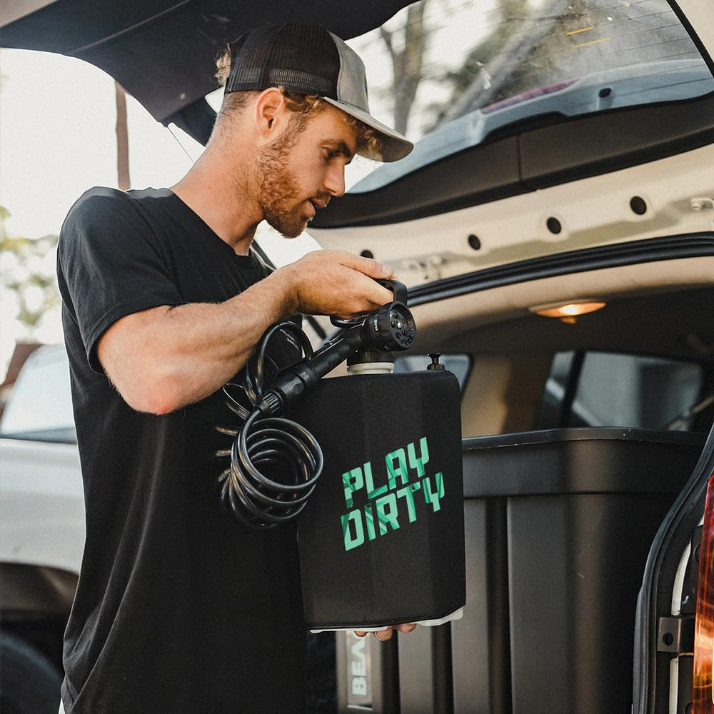 BeachBox insulated sleeve keeps water warm longer during post-beach showers