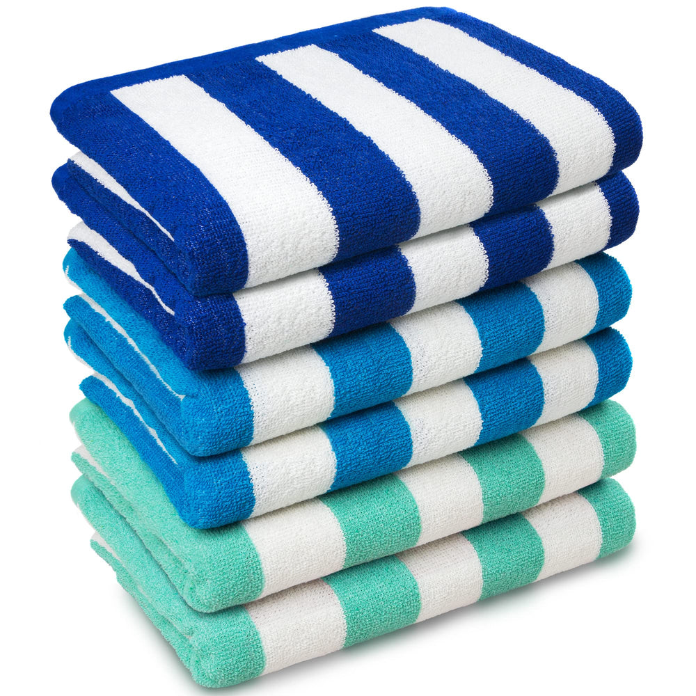 Beachland six-pack in Royal, Mint, Turquoise, two each.