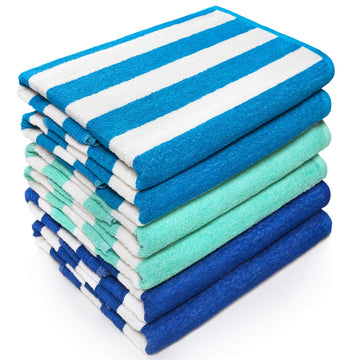 Beachland Classic Cabana Stripe 30x60 towel, soft cotton terry for sun and sand.