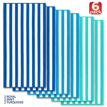 Beachland Classic Cabana Stripe towel folded for compact travel and packing.