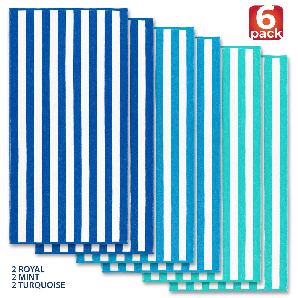 Beachland Classic Cabana Stripe towel folded for compact travel and packing.