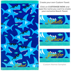 Beachland Sharks towel reverse terry for absorbency after swimming