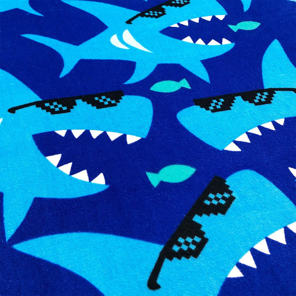 Beachland Sharks towel full size 28x51 inches for beach use