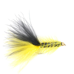 Bead Head Woolly Bugger Classic Streamer - Black and Yellow color