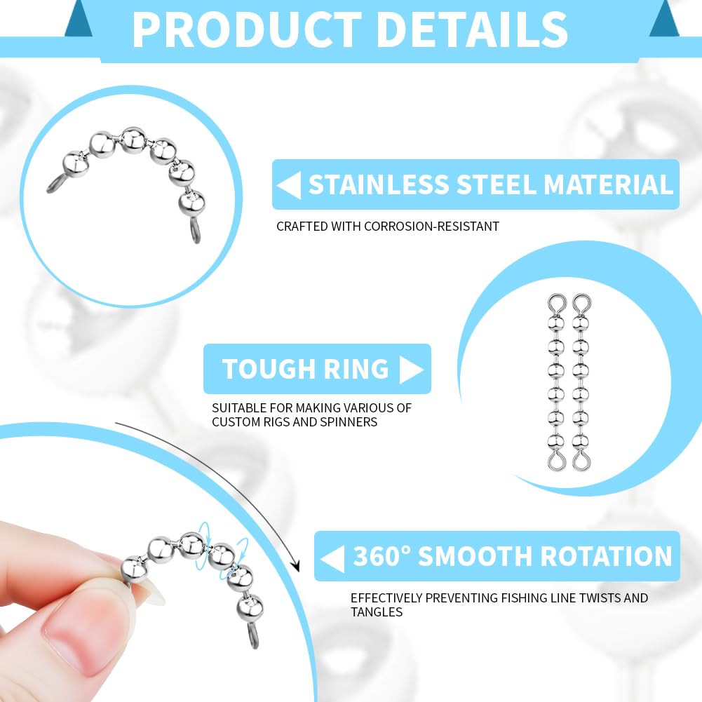 Close-up of stainless steel bead chain swivel