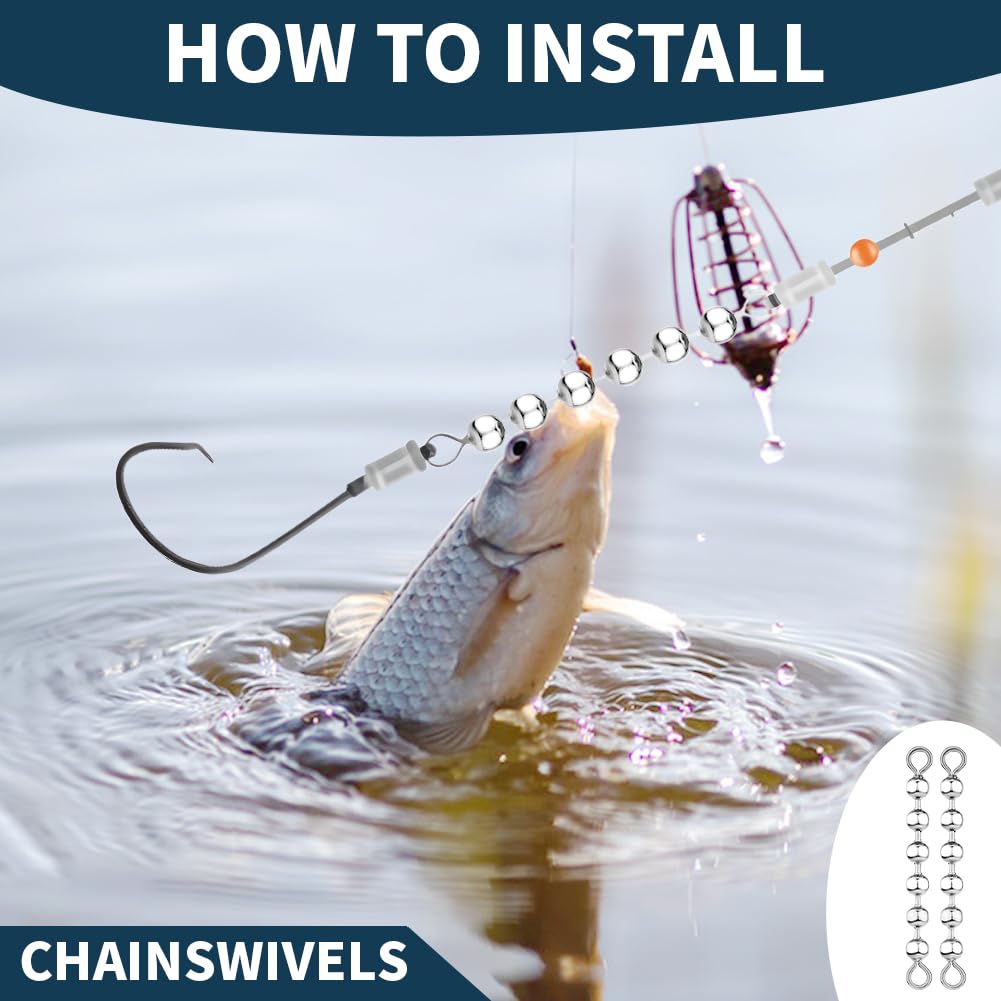 Bead chain swivel used in freshwater fishing