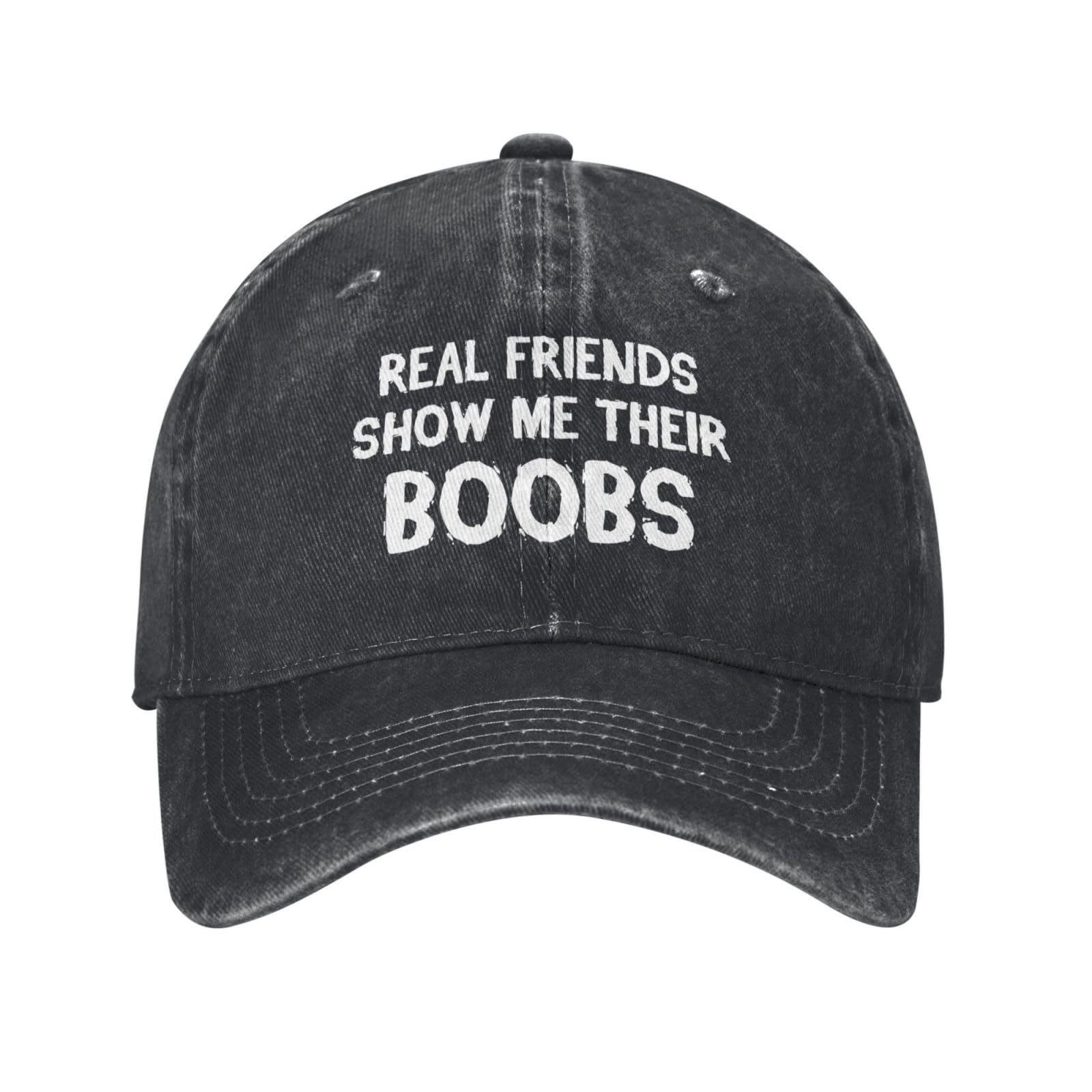 Beafoliya funny cap front view in distressed black, easy daily wear.
