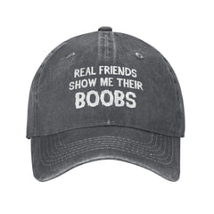 Beafoliya funny hat with real friends boobs graphic for casual wear